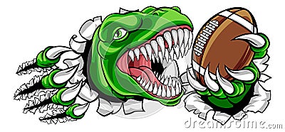 Dinosaur American Football Animal Sports Mascot Vector Illustration