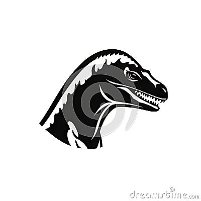 Dinosaur black icon on white background AI generative image Stock Photo