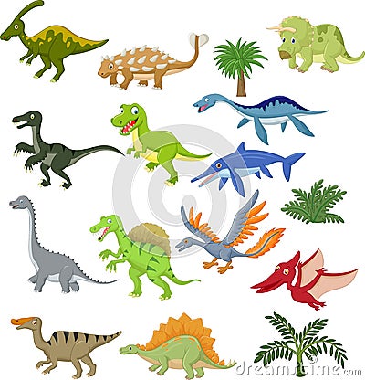 Dinosaur cartoon collection set Vector Illustration