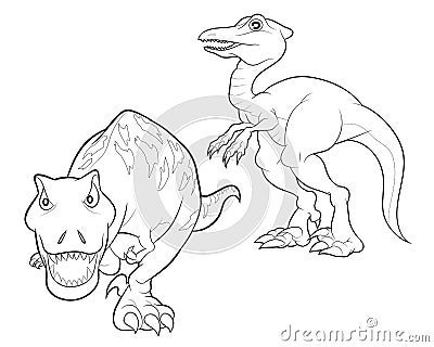 Dinosaur cartoon lineart Vector Illustration