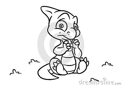 Dinosaur coloring page cartoon Illustrations Stock Photo