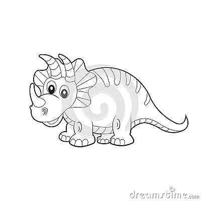 Dinosaur colouring page. Cute dinosaur coloring page. Cartoon dinosaur colouring page Vector Illustration