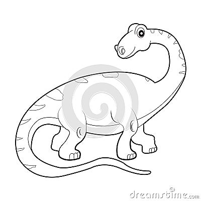 Dinosaur colouring page. Cute dinosaur coloring page. Cartoon dinosaur colouring page Vector Illustration