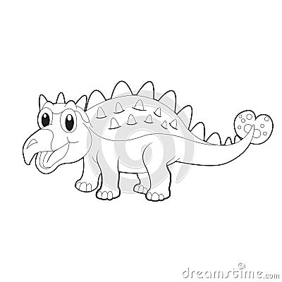 Dinosaur colouring page. Cute dinosaur coloring page. Cartoon dinosaur colouring page Vector Illustration