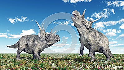 Dinosaur Diabloceratops Cartoon Illustration