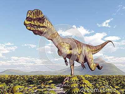 Dinosaur Dilophosaurus Cartoon Illustration