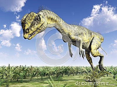 Dinosaur Dilophosaurus Cartoon Illustration