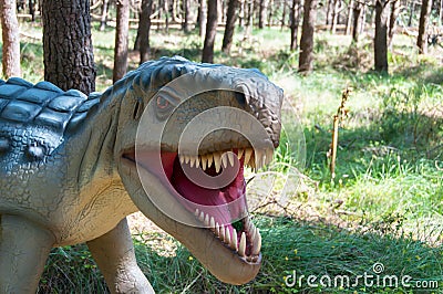 Dinosaur in the Dino Park in Portugal with full size dinosaurs Editorial Stock Photo