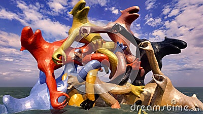 Dinosaur doomsday sculpture 3d rendering Stock Photo