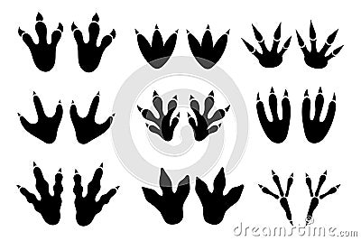 Dinosaur footprint tracks vector set Vector Illustration