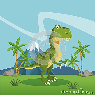 Dinosaur in the forest Vector Illustration