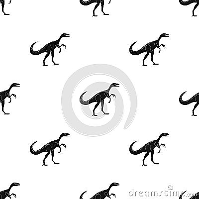Dinosaur Gallimimus icon in black style isolated on white background. Dinosaurs and prehistoric symbol stock vector Vector Illustration