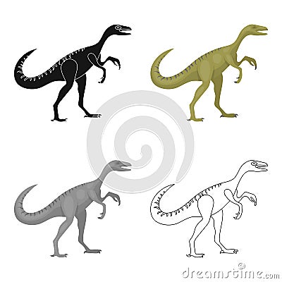 Dinosaur Gallimimus icon in cartoon style isolated on white background. Dinosaurs and prehistoric symbol stock vector Vector Illustration