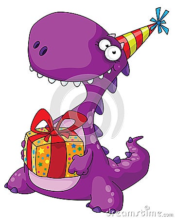 Dinosaur and a gift Vector Illustration