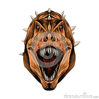 The dinosaur head open mouth sketch vector graphics Vector Illustration
