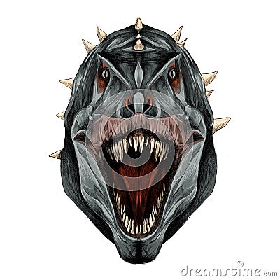 The dinosaur head open mouth sketch vector graphics Vector Illustration