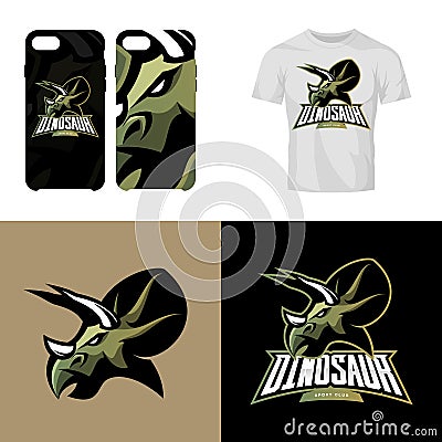 Dinosaur head sport club isolated vector logo concept. Vector Illustration