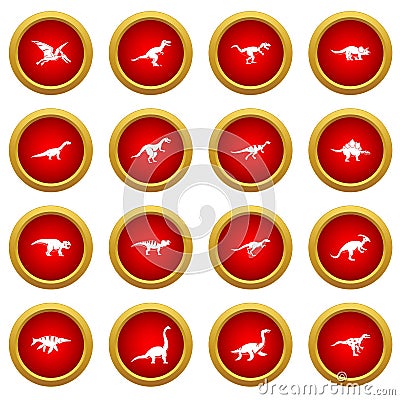 Dinosaur icon red circle set Vector Illustration