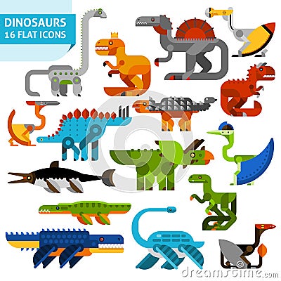 Dinosaur Icons Set Vector Illustration