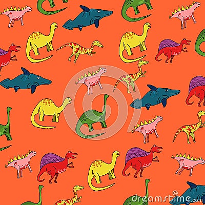 dinosaur illustration art design pattern leaf Cartoon Illustration