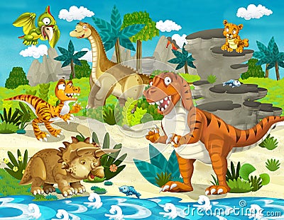 The dinosaur land - illustration for the children Cartoon Illustration