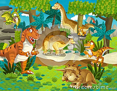The dinosaur land - illustration for the children Cartoon Illustration