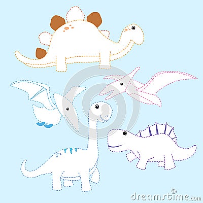 Dinosaur line drawing vector design for kid Vector Illustration