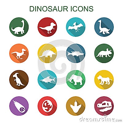 Dinosaur long shadow icons Vector Illustration