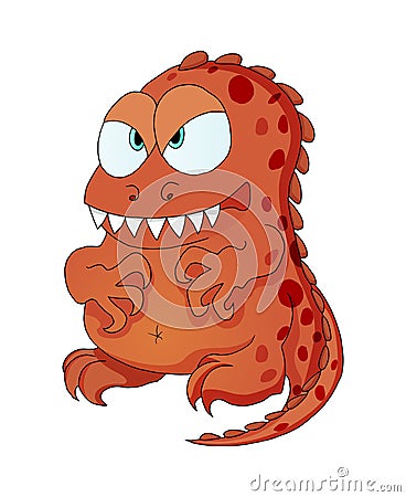 Dinosaur monster cartoon character for kid Happy Birthday greeting card Vector Illustration