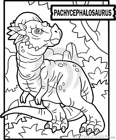 Dinosaur pachycephalosaurus, coloring page, outline illustration Vector Illustration