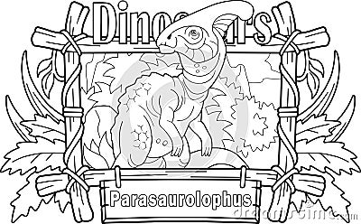 Dinosaur parasaurolophus, coloring book, contour picture Vector Illustration