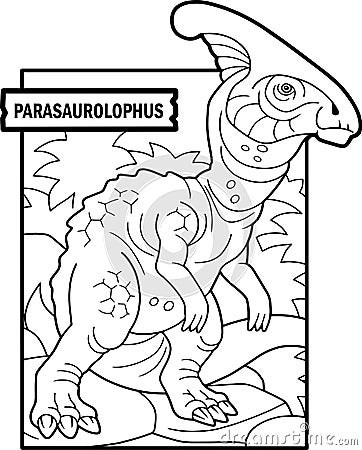 Dinosaur parasaurolophus, coloring page, outline illustration Vector Illustration