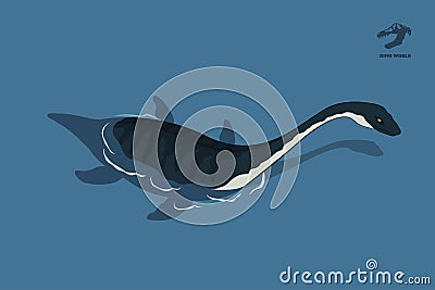 Dinosaur plesiosaur in isometric style. Isolated image of jurassic monster in water. Cartoon dino 3d icon. Sea reptile Vector Illustration