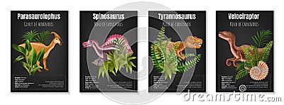 Dinosaur Poster Set Vector Illustration