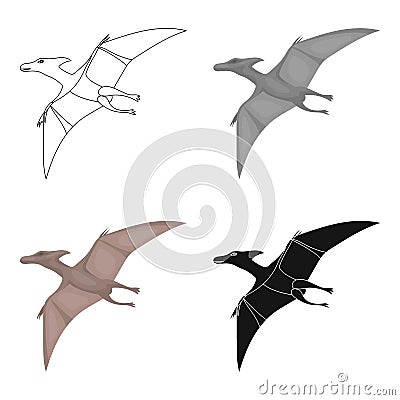 Dinosaur Pterodactyloidea icon in cartoon style isolated on white background. Dinosaurs and prehistoric symbol stock Vector Illustration