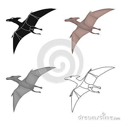 Dinosaur Pterodactyloidea icon in cartoon style isolated on white background. Dinosaurs and prehistoric symbol stock Vector Illustration