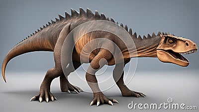 dinosaur render The replica of the dinosaur was a loyal servant of Big Brother. It had been made by the Party, Stock Photo