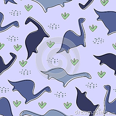 Dinosaur seamless pattern for baby and kids vector illustration funny drawing scandinavian hand drawn background ready for Vector Illustration