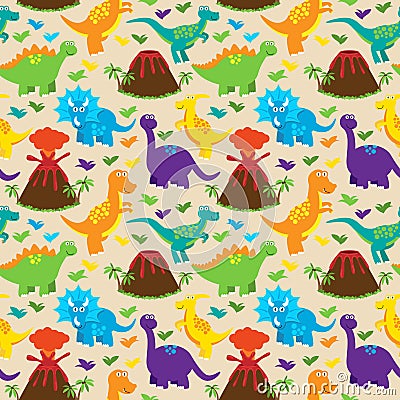 Dinosaur Seamless Tileable Vector Background Pattern Vector Illustration