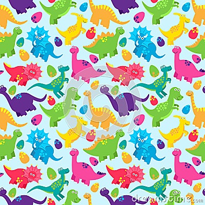 Dinosaur Seamless Tileable Vector Background Pattern Vector Illustration