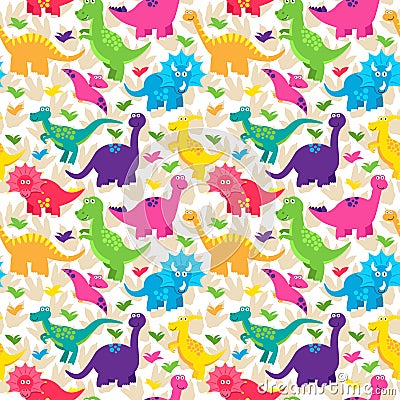 Dinosaur Seamless Tileable Vector Background Pattern Vector Illustration