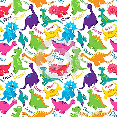 Dinosaur Seamless Tileable Vector Background Pattern Vector Illustration