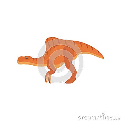 Dinosaur side view vector flat icon. Reptile wild lizard fantasy symbol cartoon. Dino animal prehistoric character graphic style Vector Illustration