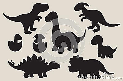 Dinosaur Silhouette Set Vector Illustration