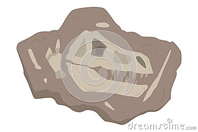 Dinosaur Skeleton in Soil as Archeology and Paleontology Ancient Artifact and Remain Vector Illustration Vector Illustration