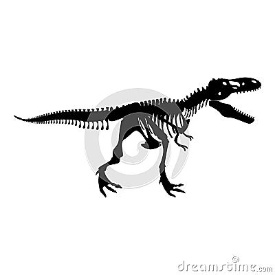 Dinosaur skeleton T rex icon black color illustration flat style simple image Vector Illustration