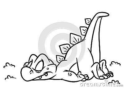 Dinosaur Stegosaurus asleep coloring page cartoon Illustrations Stock Photo
