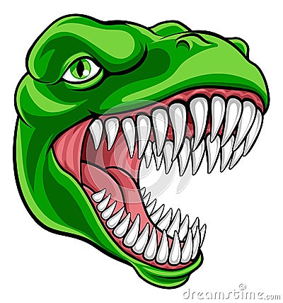 Dinosaur T Rex or Raptor Cartoon Mascot Vector Illustration
