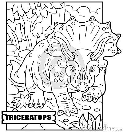 Dinosaur triceratops, coloring book, funny illustration Vector Illustration