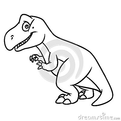 Dinosaur Tyrannosaur predator animal character cartoon coloring page Cartoon Illustration